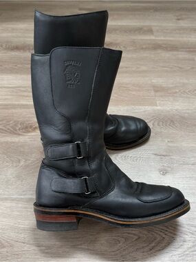 Vintage CHIPPEWA USA Made Men's 11.5 D Engineer Black Leather 11" Biker Boots